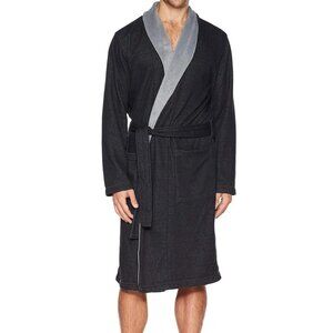 UGG Men's Robinson Double Knit Fleece Robe M/L Black Heather NWT